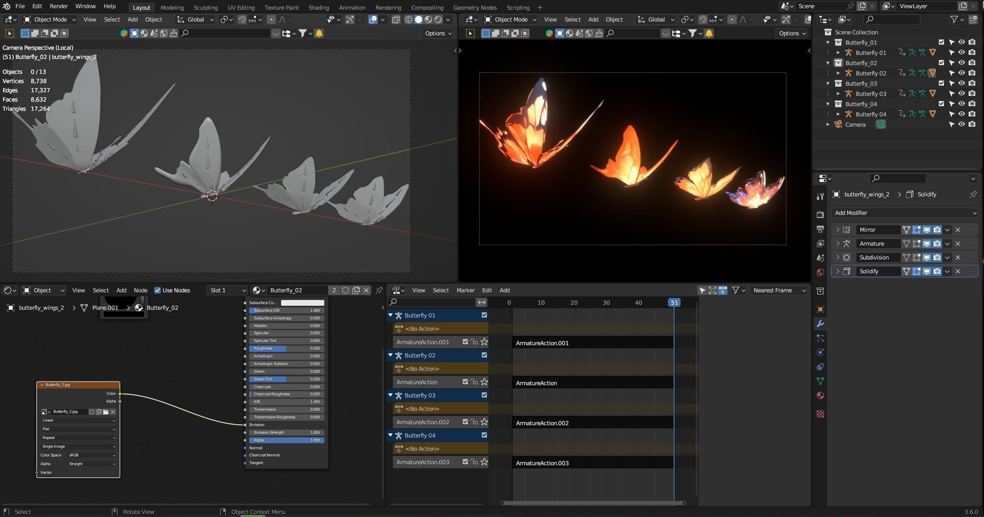 Fantasy Butterfly Anime Style Low-poly 3D model_12