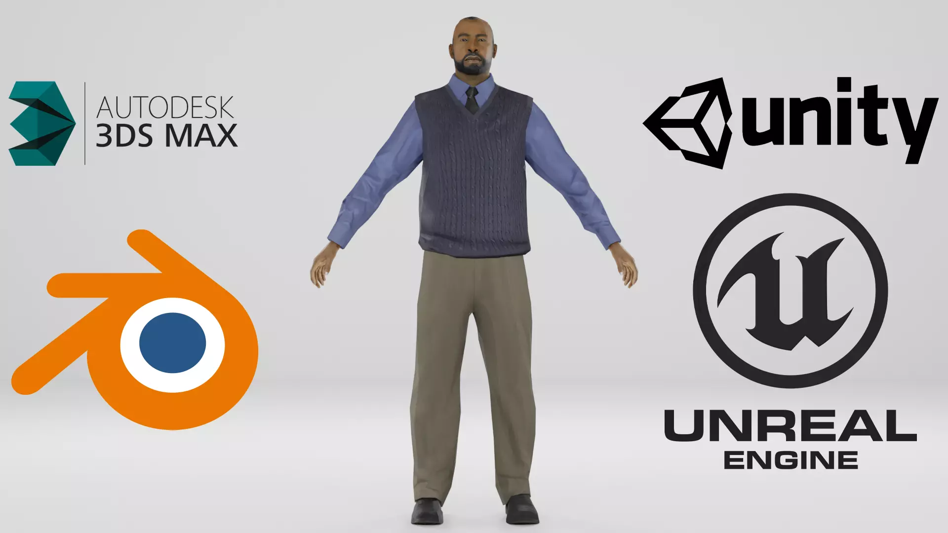 Men Business Low-poly 3D model_0