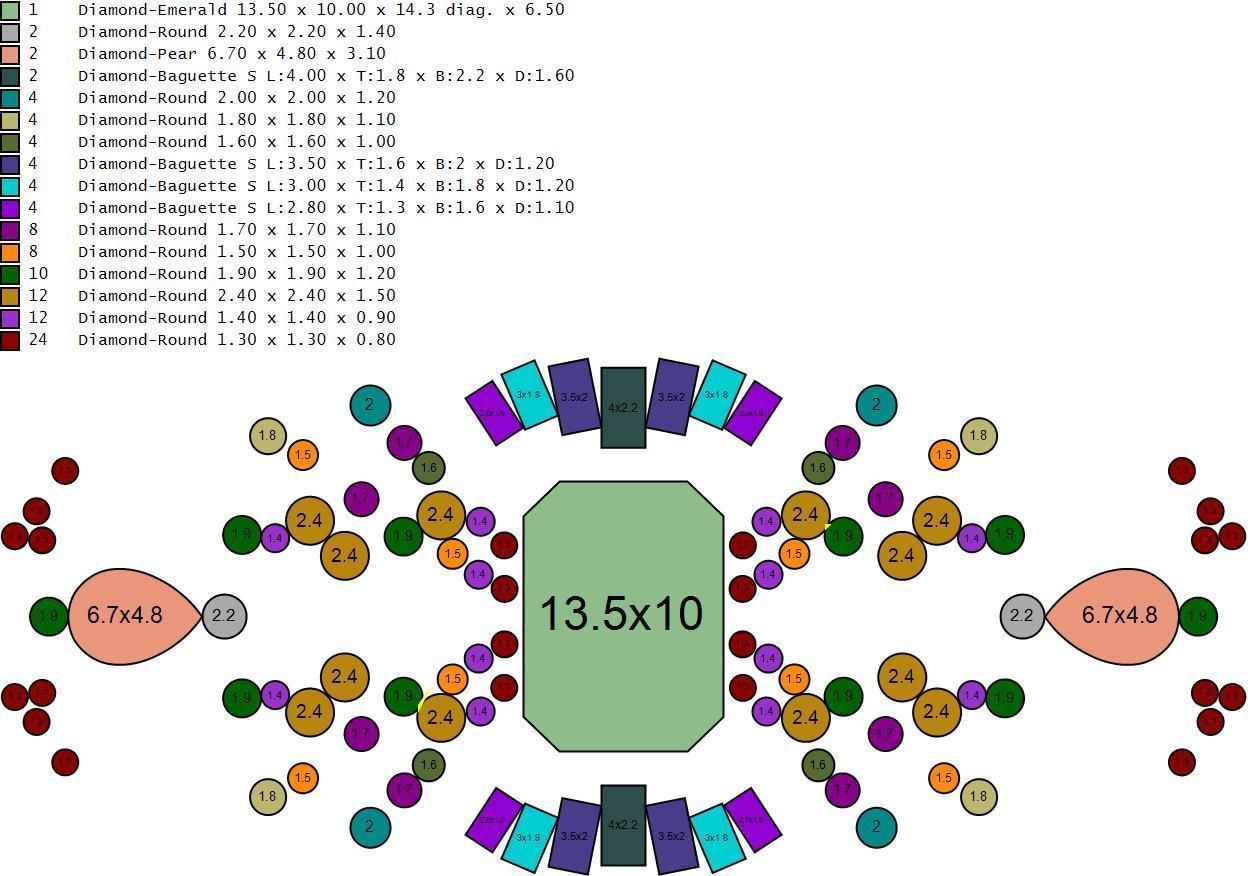 King Crown Big Emerald Cut Diamonds Ring 3D print model_5