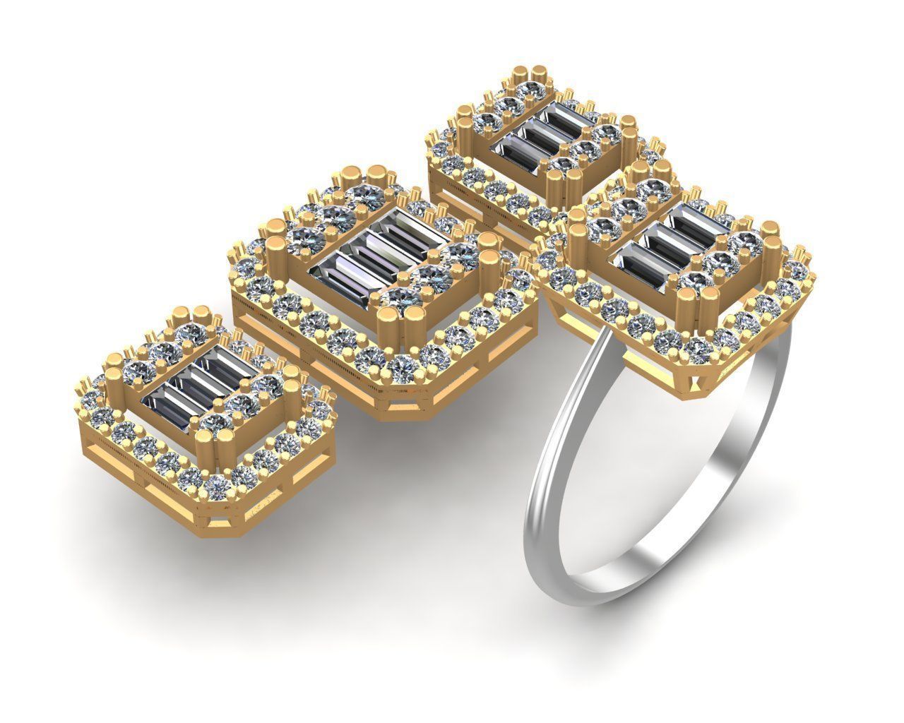 Diamond Solitaire Baguette Ring 3D print model_8