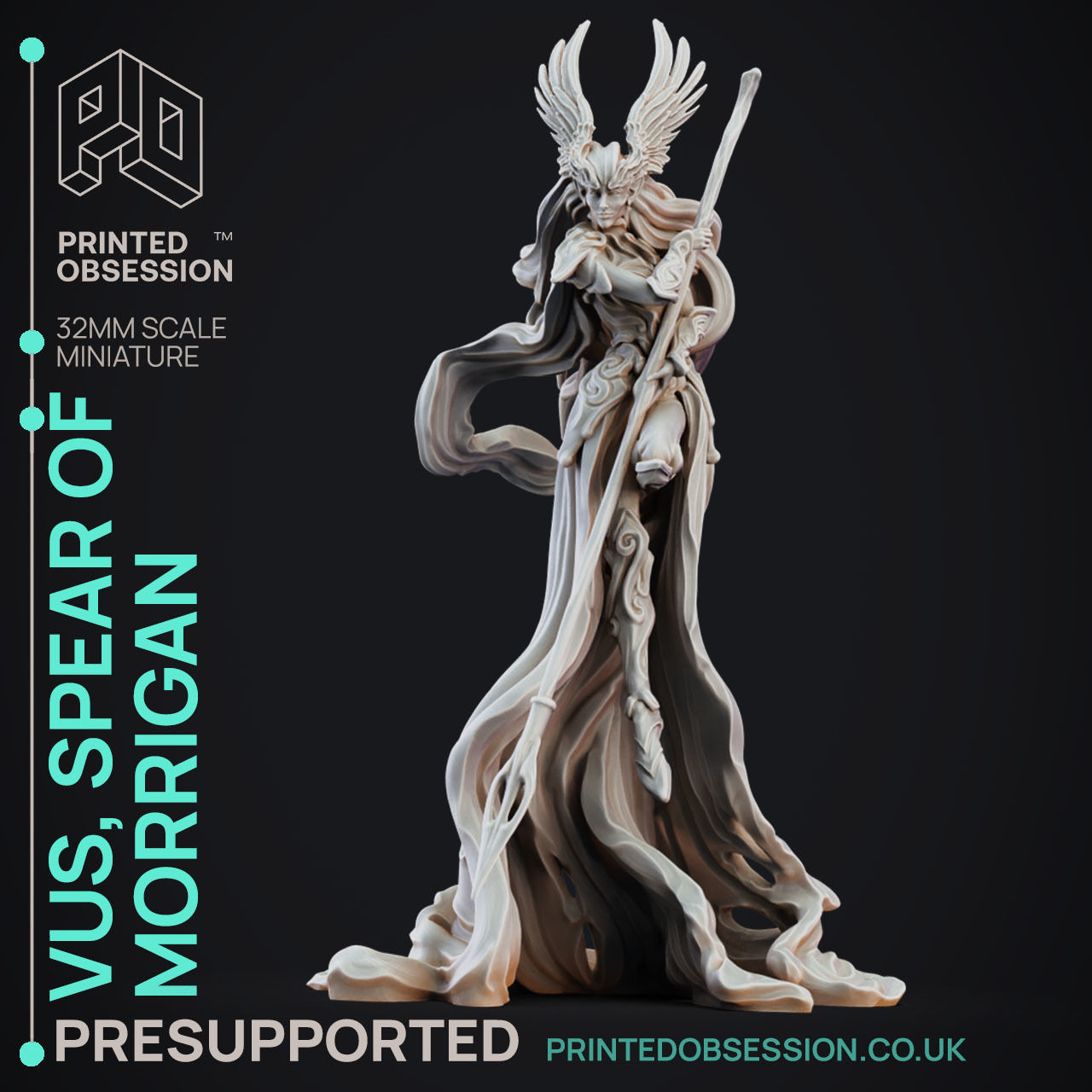 Vus Spear Maiden - 3D Printable TTRPG - PRESUPPORTED - 32mm  3D print model_10