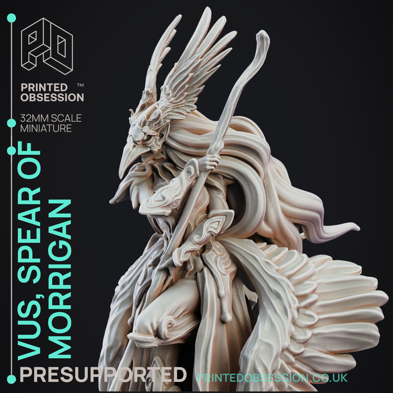 Vus Spear Maiden - 3D Printable TTRPG - PRESUPPORTED - 32mm  3D print model_8