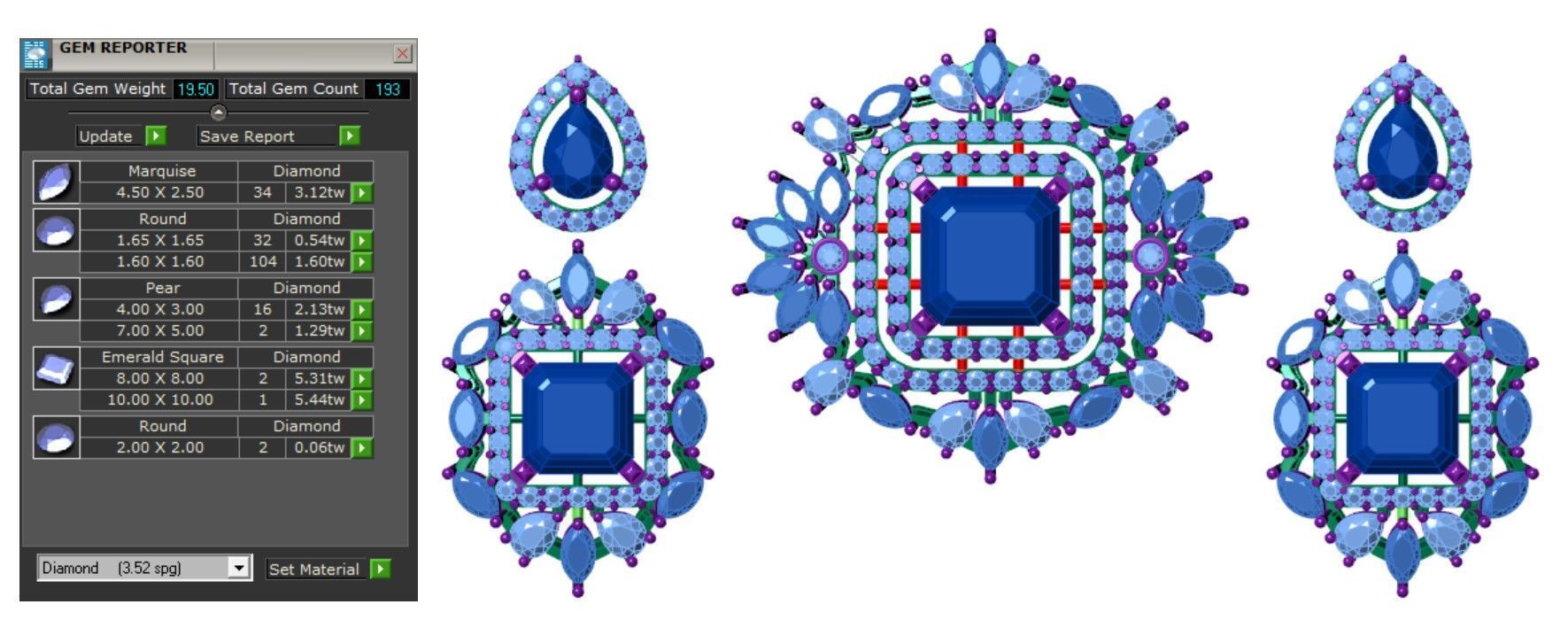 Diamond Emerald Cut Choker Set 3D print model_11