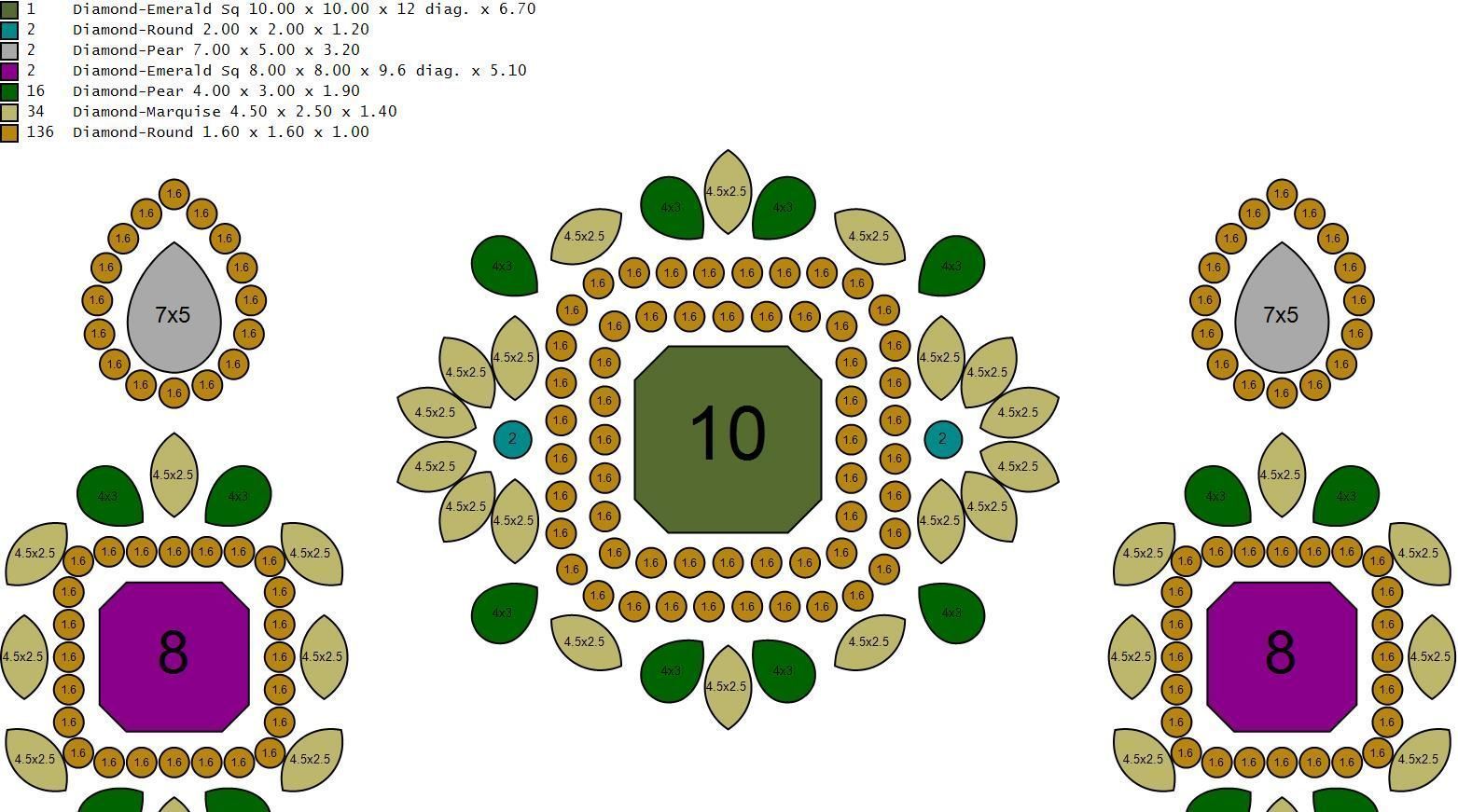 Diamond Emerald Cut Choker Set 3D print model_10