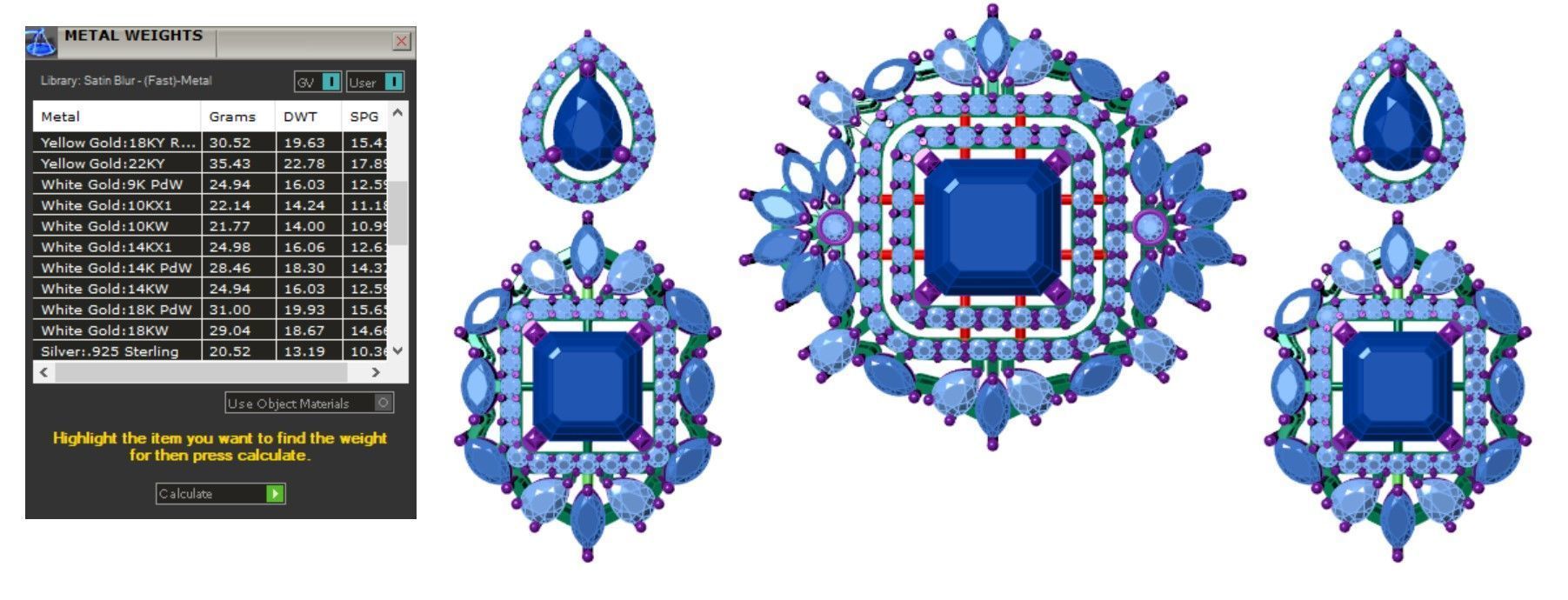 Diamond Emerald Cut Choker Set 3D print model_12