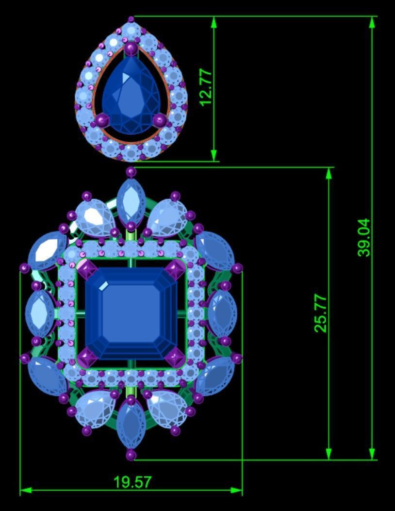 Diamond Emerald Cut Choker Set 3D print model_8