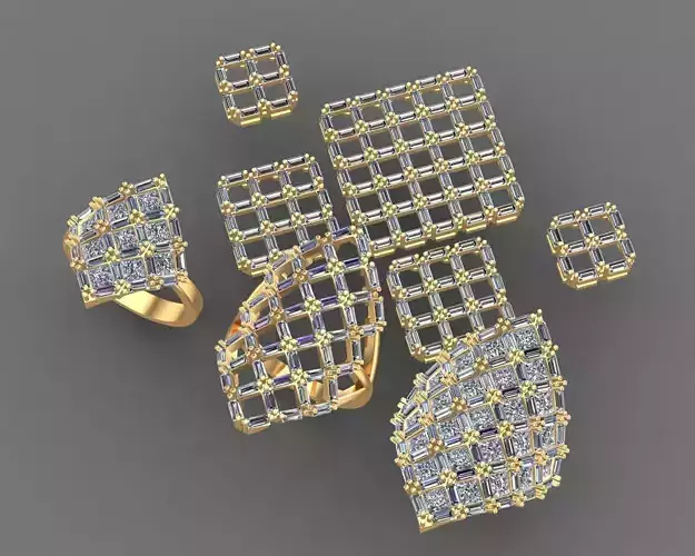 Diamond Baguettes Ring 3D print model