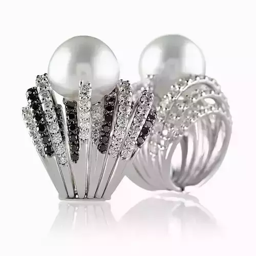 Cocktail Pearl Diamonds Ring