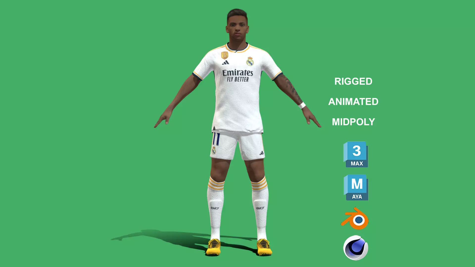 3D Rigged Rodrygo Real Madrid 2024 3D model_0