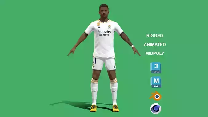 3D Rigged Rodrygo Real Madrid 2024