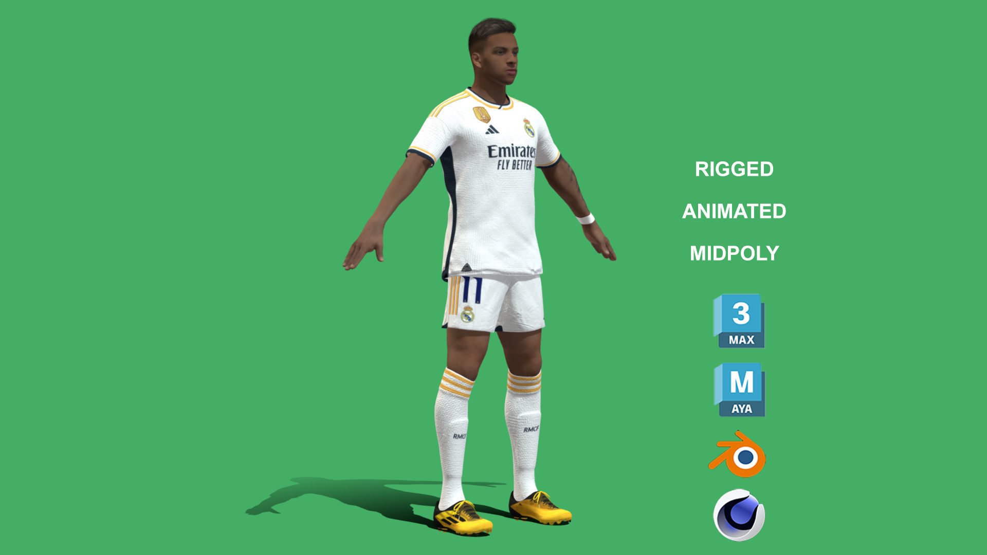 3D Rigged Rodrygo Real Madrid 2024 3D model_2