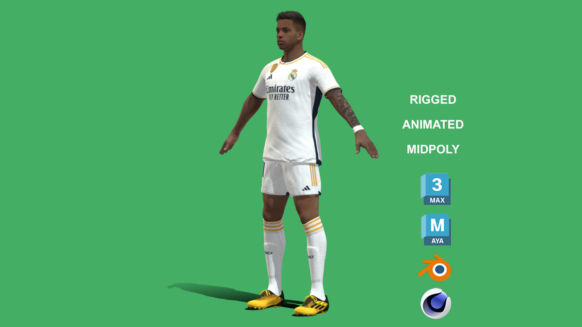 3D Rigged Rodrygo Real Madrid 2024 3D model_8