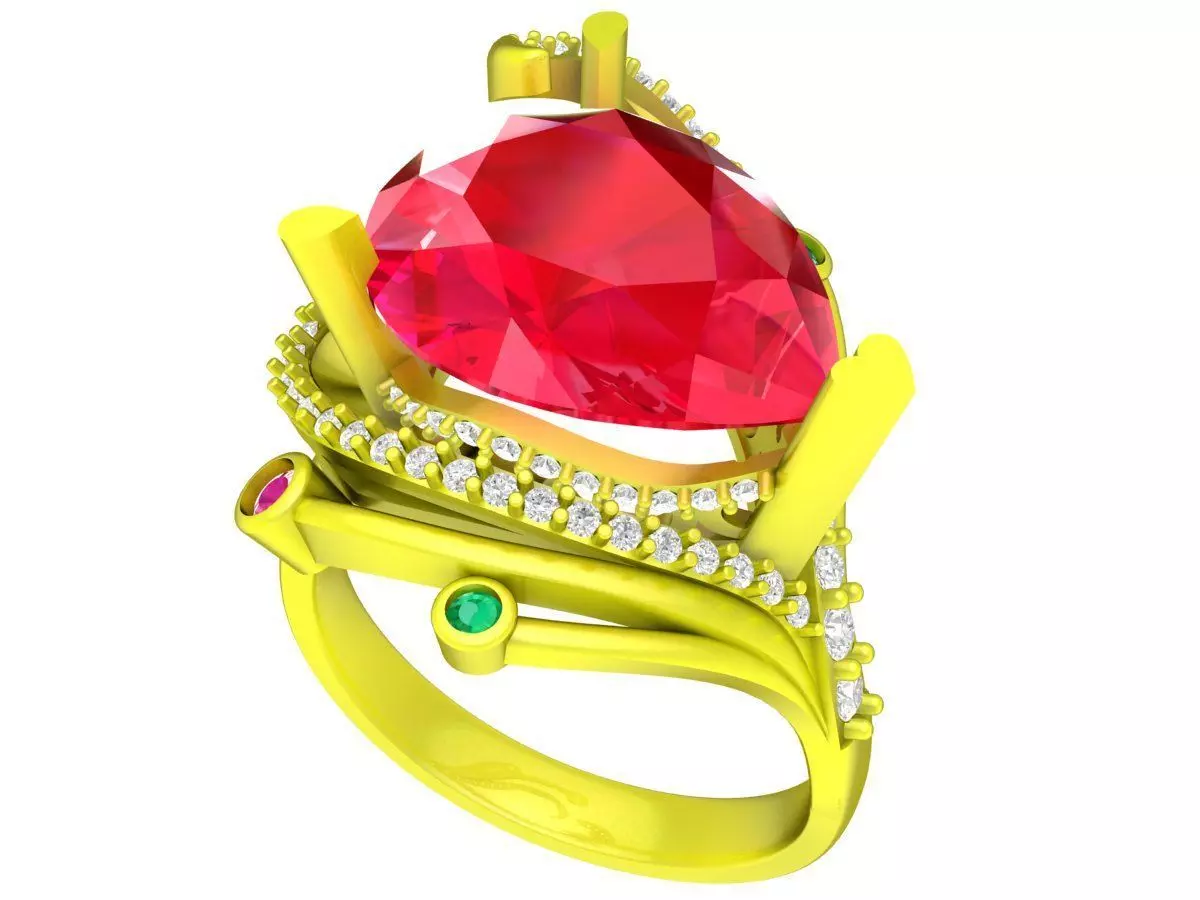 Luxury Heart Cut Gemstone Ring for Women 5771 3D print model