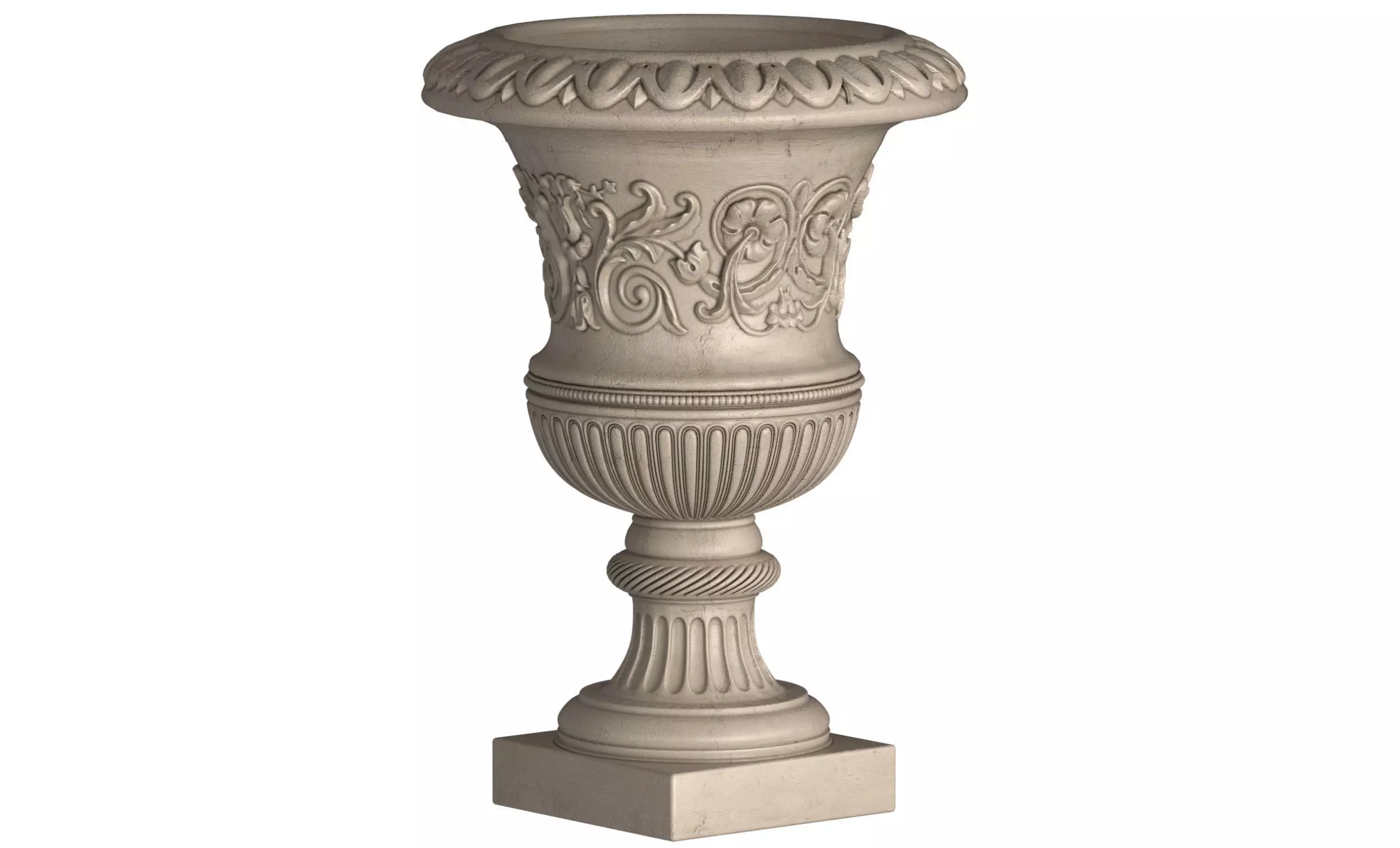 Classic outdoor Vase Flowerpot 3D model_0