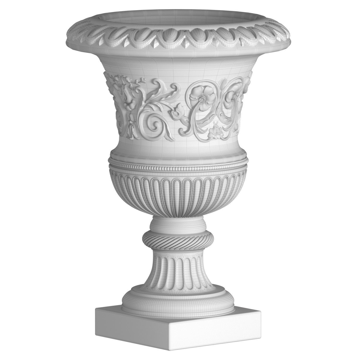 Classic outdoor Vase Flowerpot 3D model_2