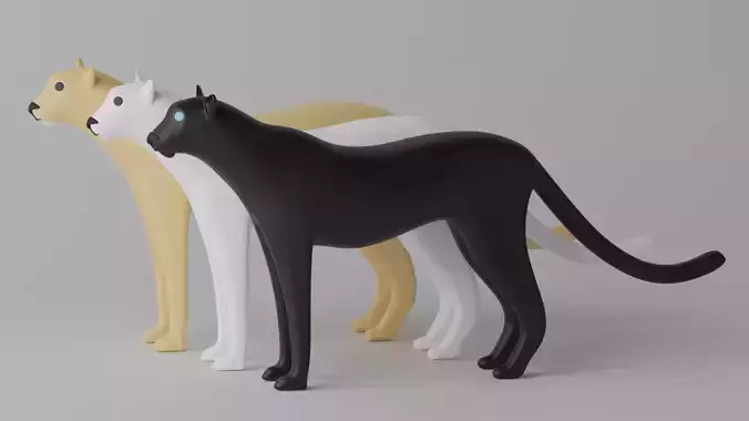 Cartoon Cheetah Black Panther Snow Leopard