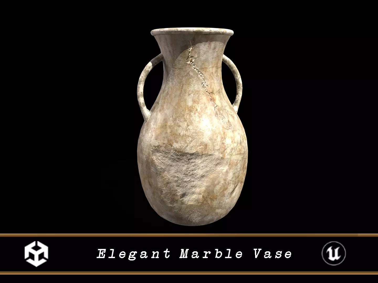 Old Elegant Marble Vase Low-poly 3D model_0