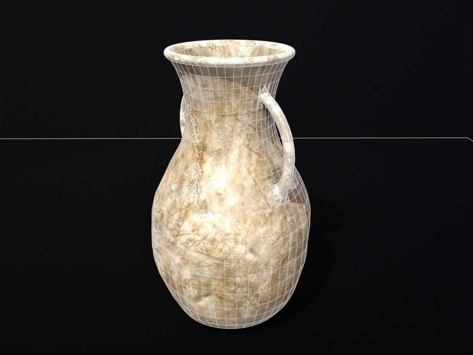 Old Elegant Marble Vase Low-poly 3D model_9