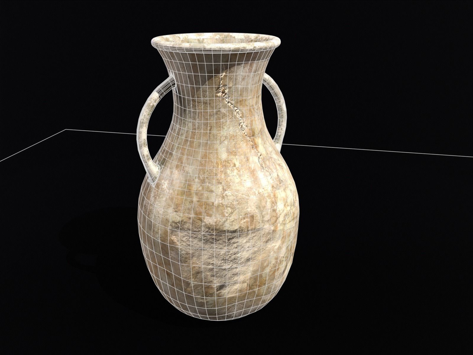 Old Elegant Marble Vase Low-poly 3D model_3