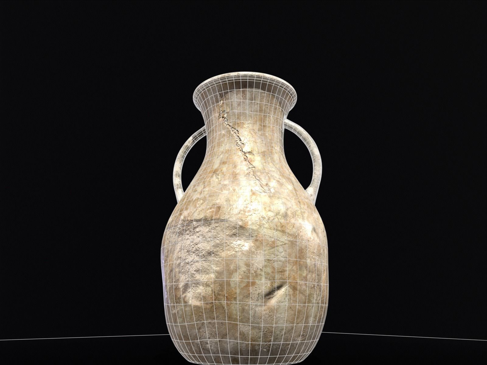 Old Elegant Marble Vase Low-poly 3D model_21