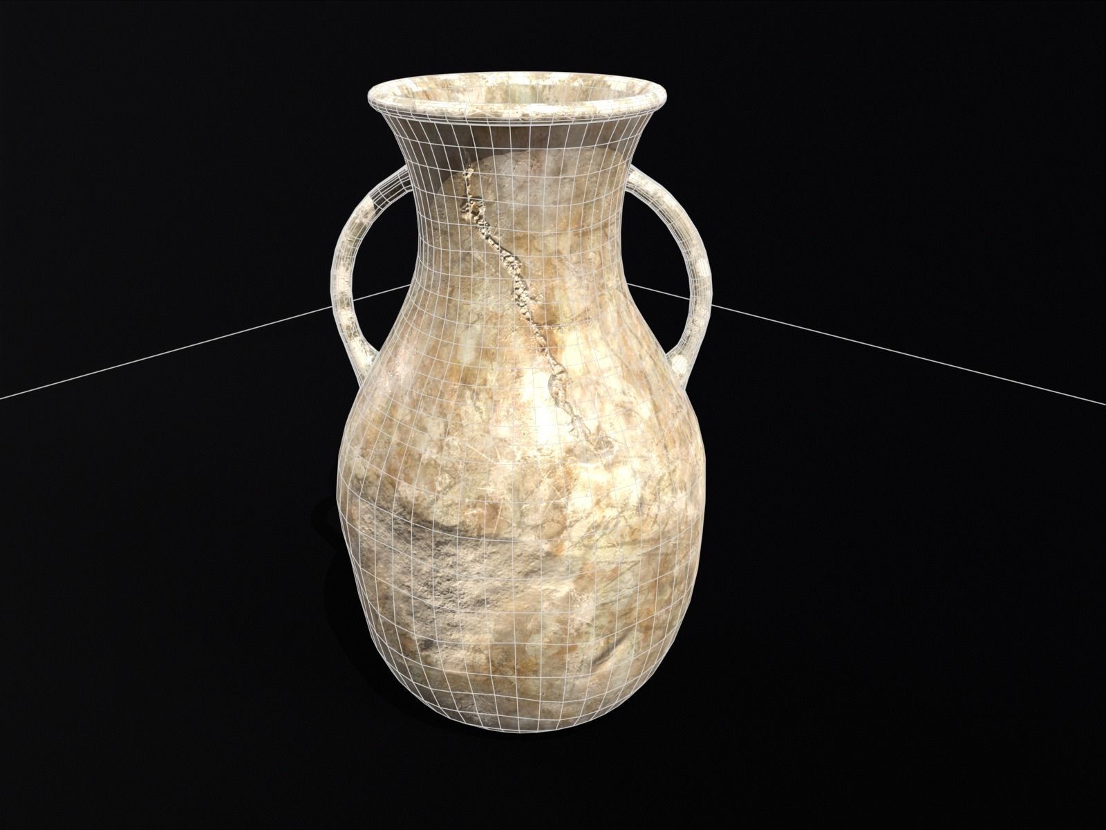 Old Elegant Marble Vase Low-poly 3D model_5