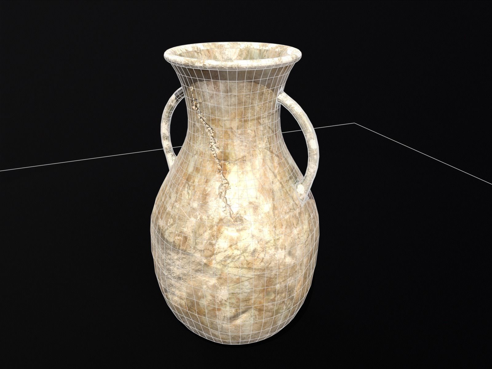 Old Elegant Marble Vase Low-poly 3D model_7