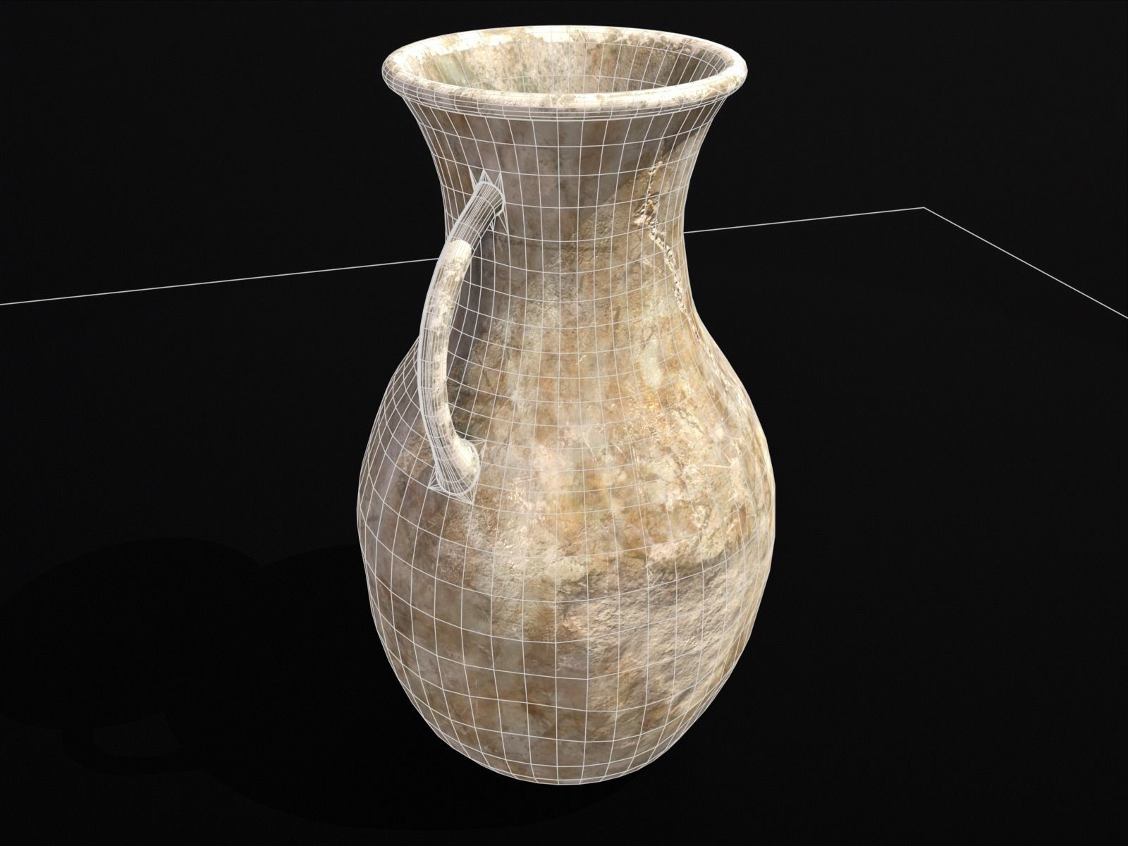 Old Elegant Marble Vase Low-poly 3D model_11