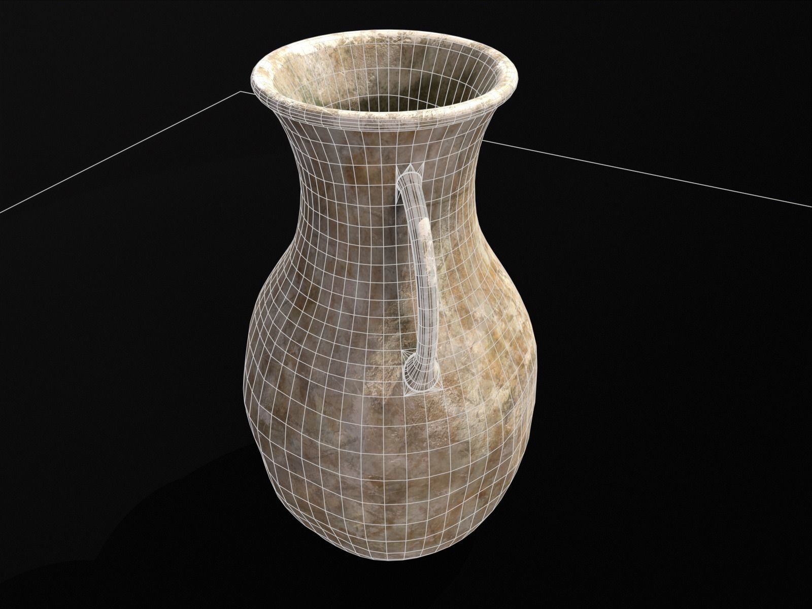 Old Elegant Marble Vase Low-poly 3D model_13
