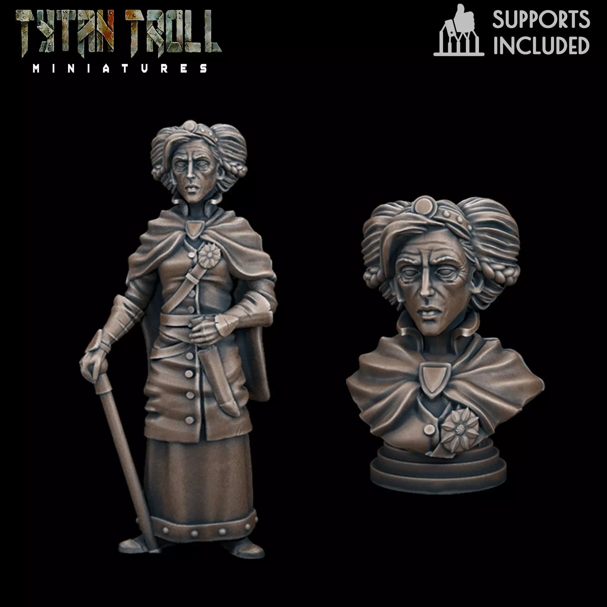Curse of Strahd - Lady Watcher Mini Bust Combo - Pre-Supported 3D print model