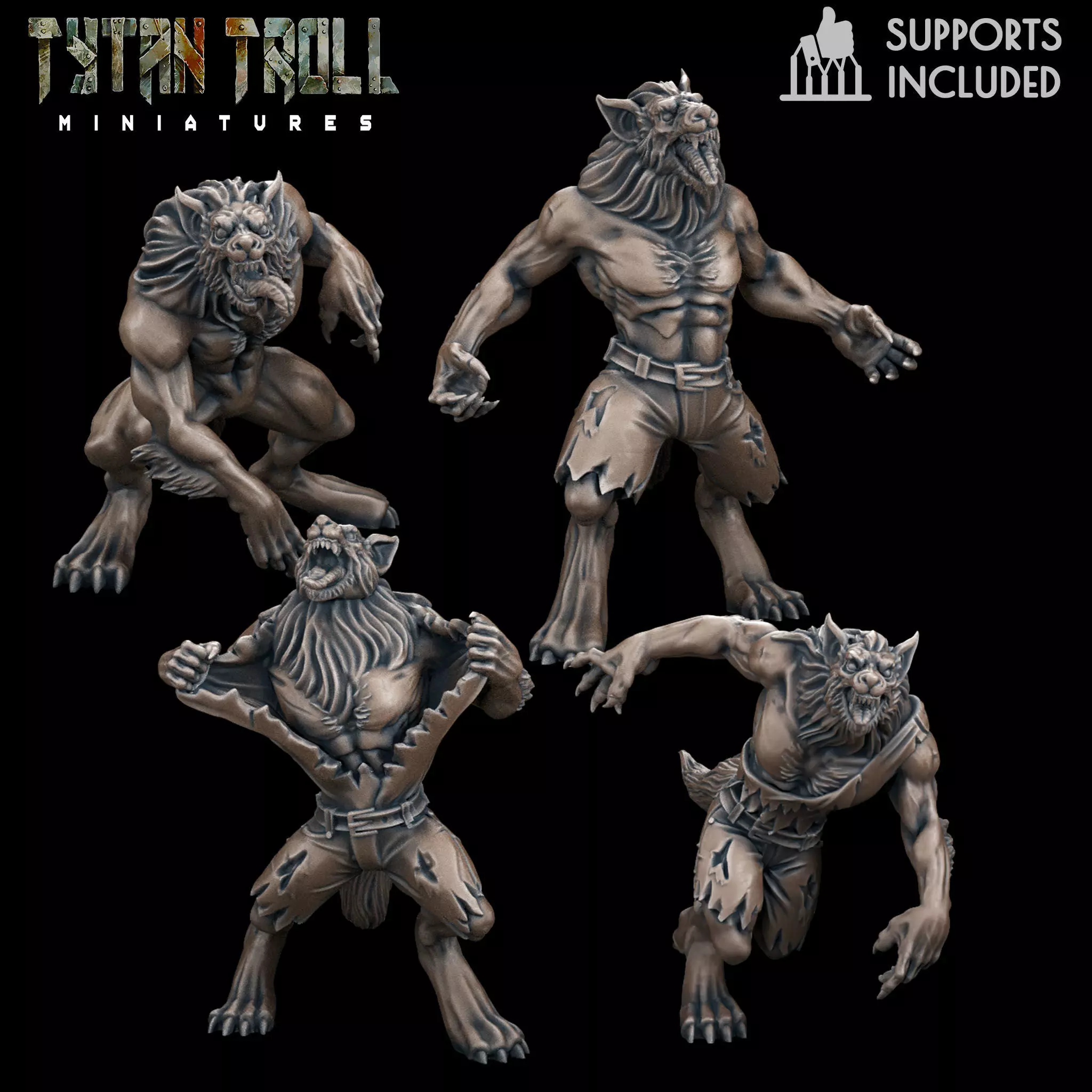 Werewolf Pack - Pre-Supported 3D print model_0