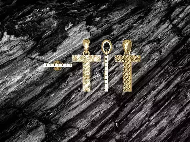 T Letter Alphabet Tiles Texture Pendant 3D Print Model