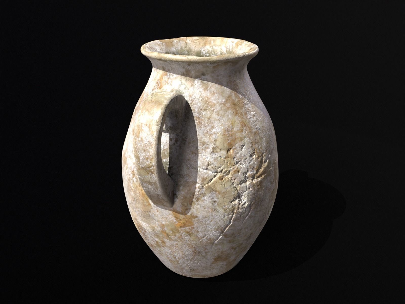 Antique Marble Stubby Vase Low-poly 3D model_10