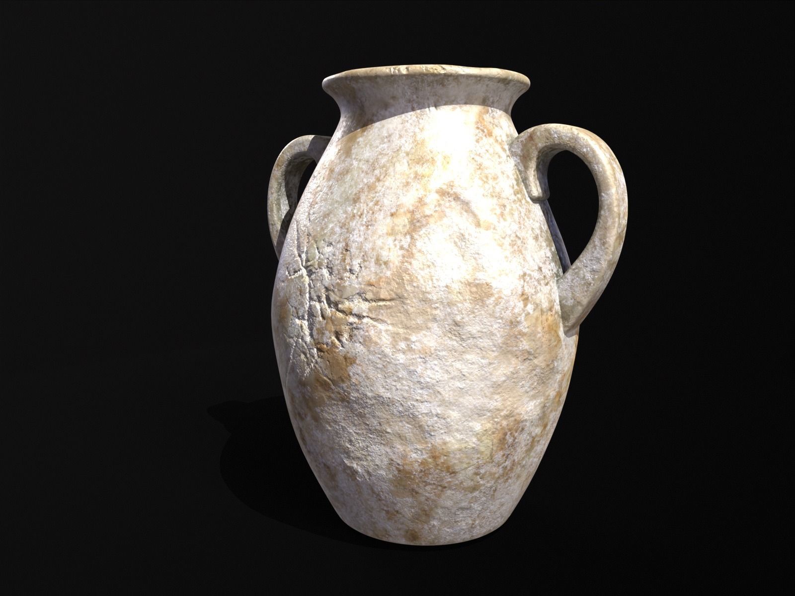 Antique Marble Stubby Vase Low-poly 3D model_4