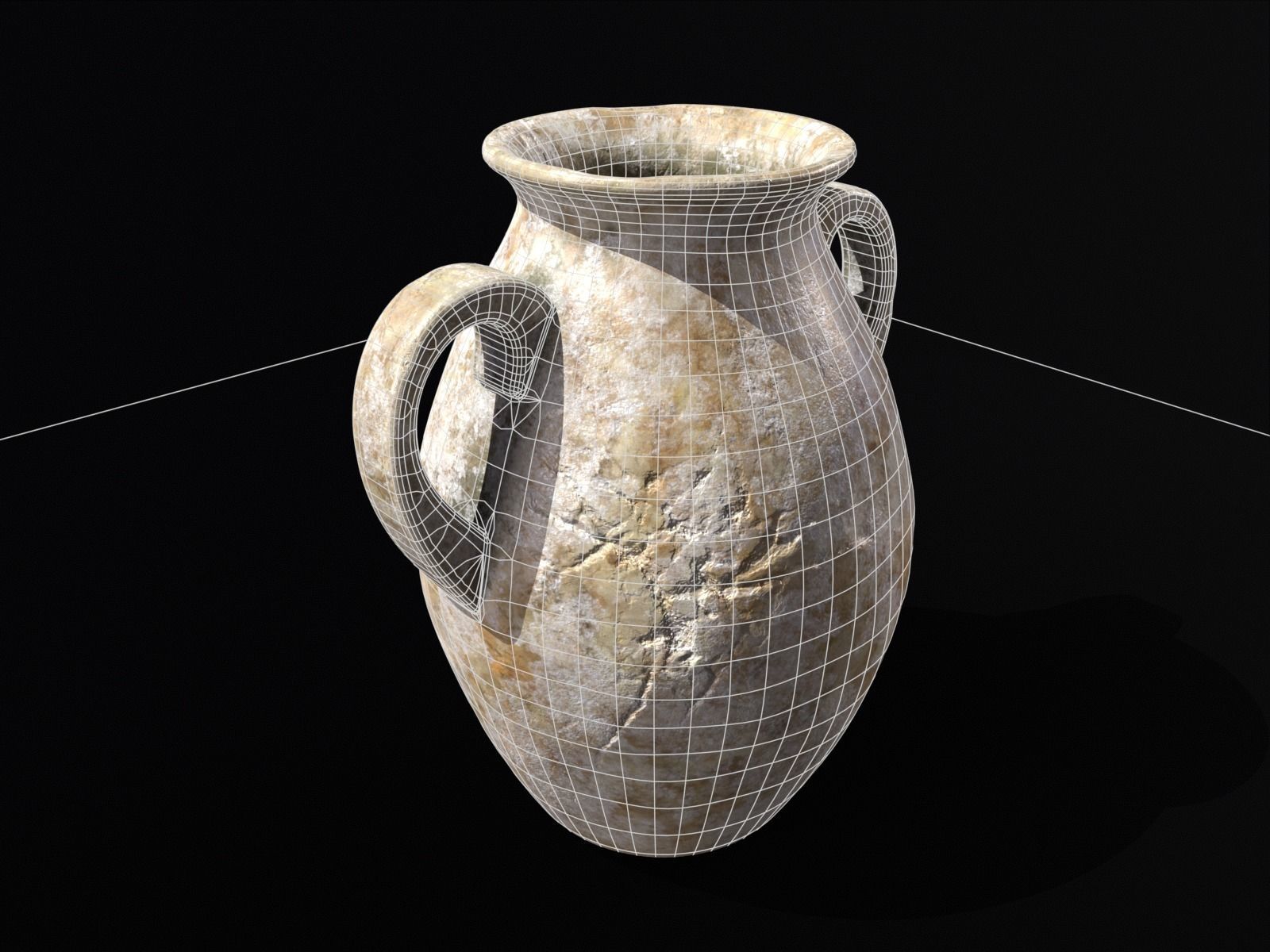 Antique Marble Stubby Vase Low-poly 3D model_13