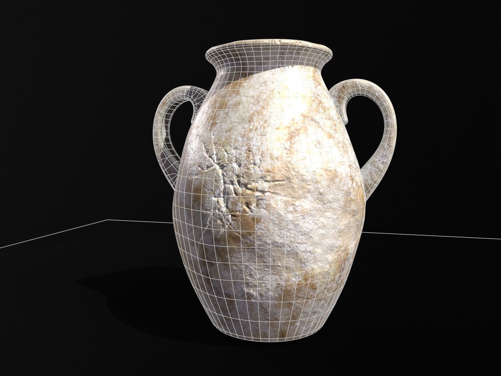 Antique Marble Stubby Vase Low-poly 3D model_3