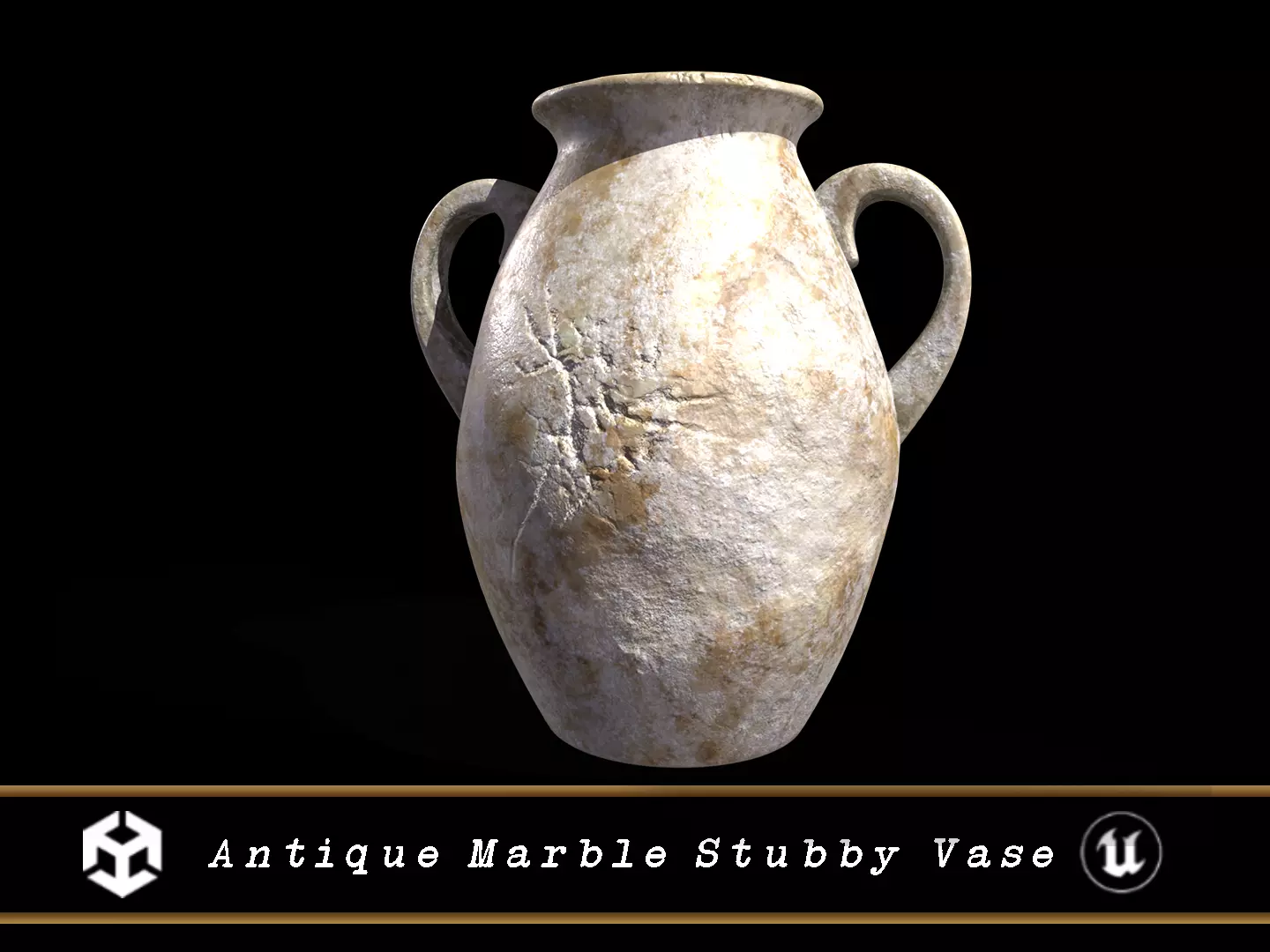 Antique Marble Stubby Vase Low-poly 3D model_0