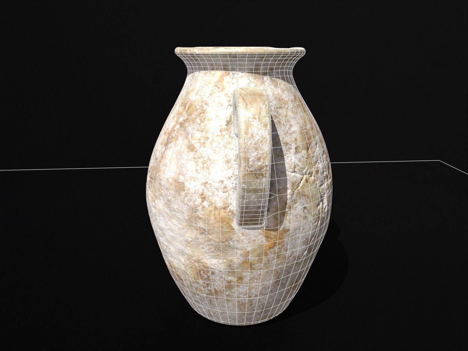 Antique Marble Stubby Vase Low-poly 3D model_9