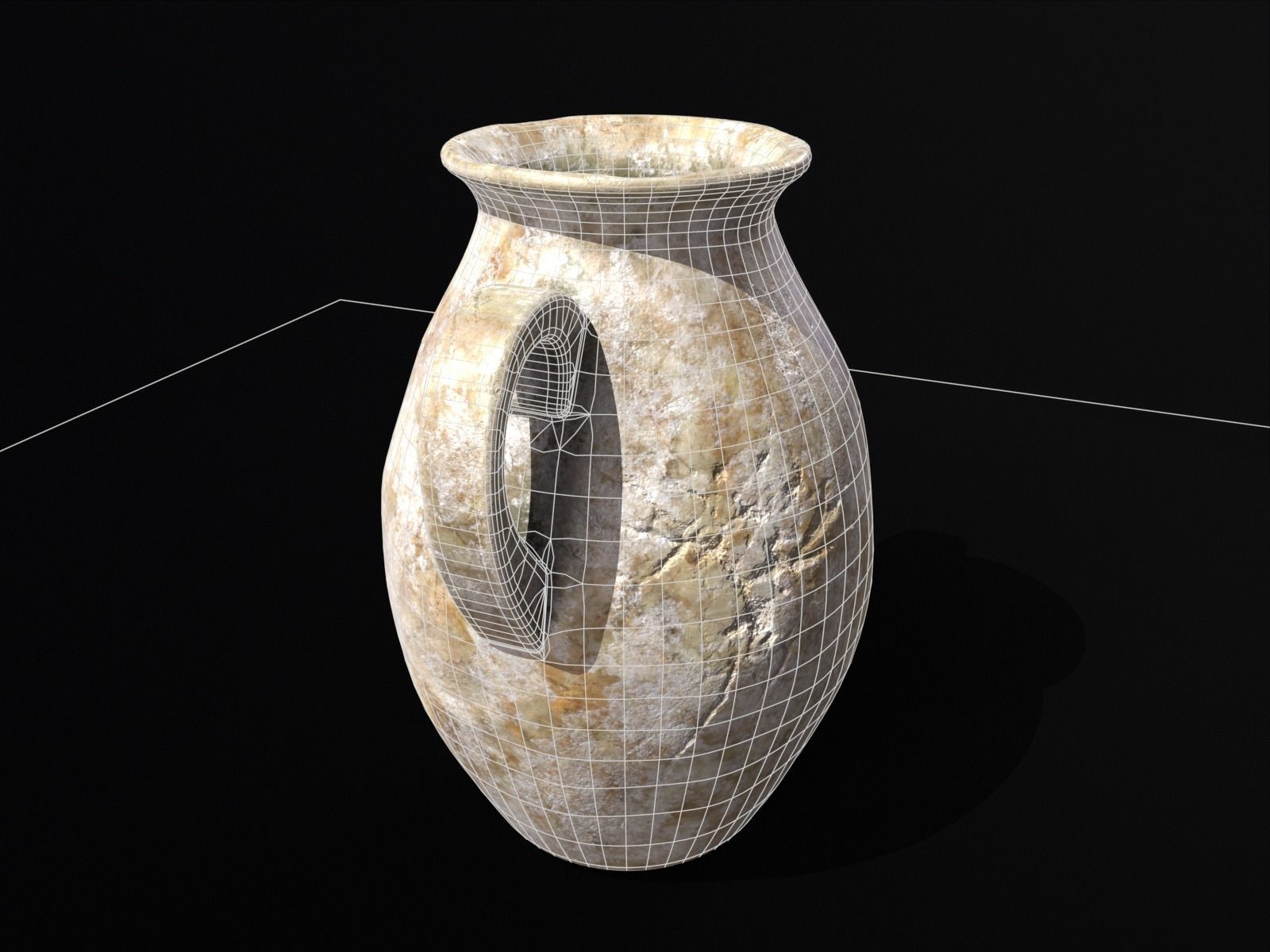 Antique Marble Stubby Vase Low-poly 3D model_11