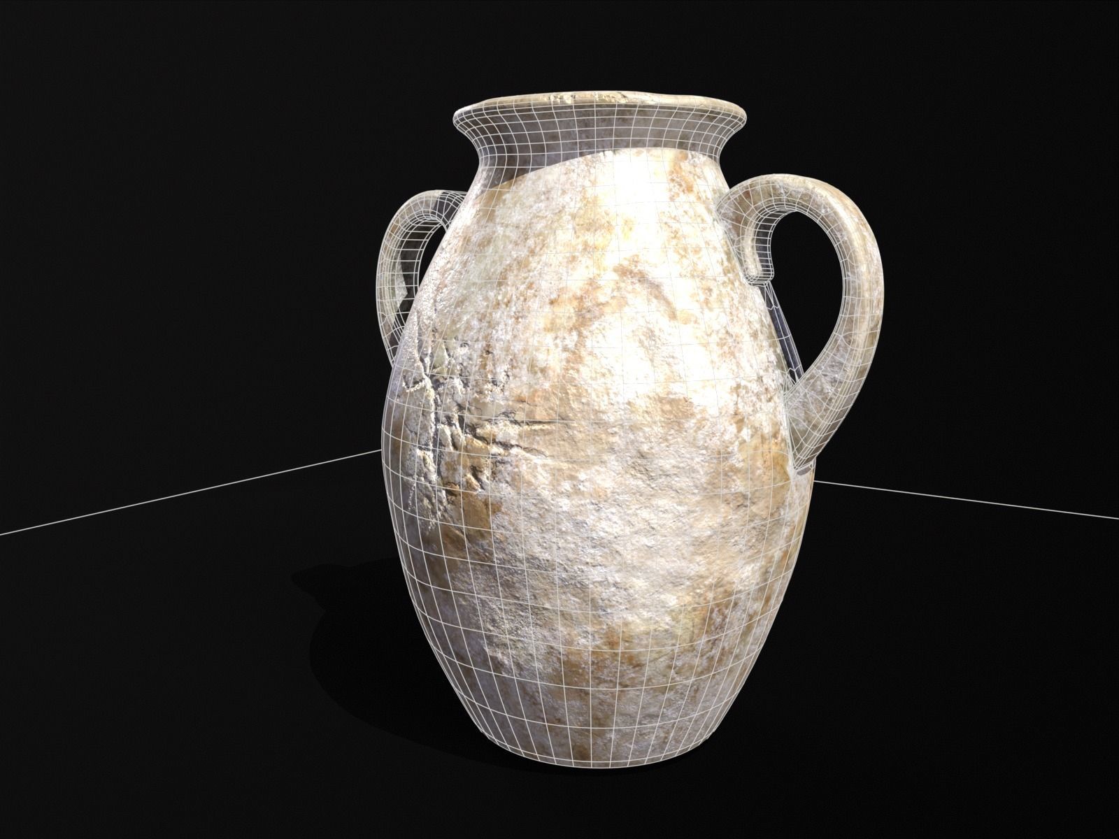 Antique Marble Stubby Vase Low-poly 3D model_5