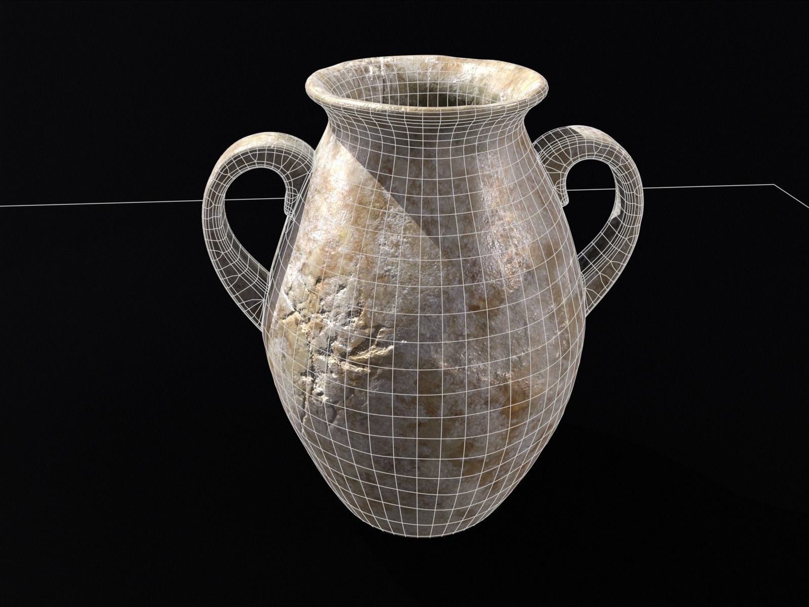 Antique Marble Stubby Vase Low-poly 3D model_15