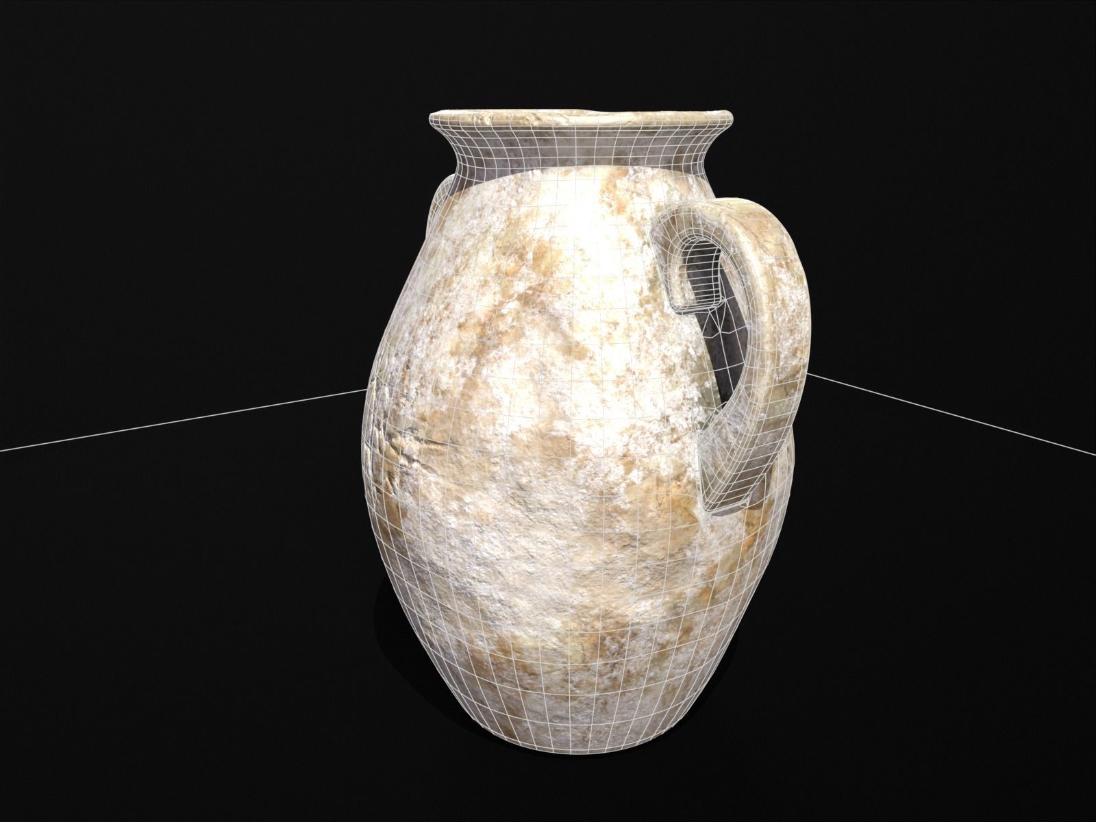 Antique Marble Stubby Vase Low-poly 3D model_7