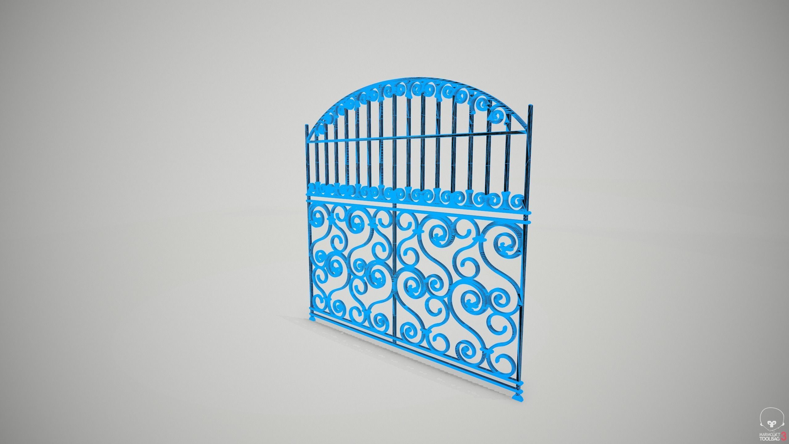Ornate Wrought Iron Fence Design 2 3D model_5
