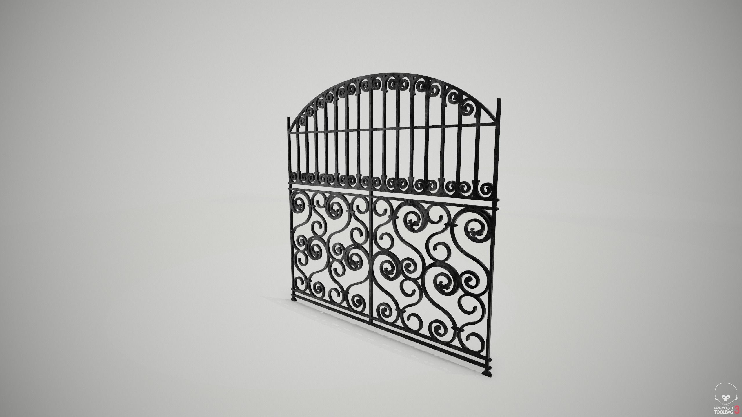 Ornate Wrought Iron Fence Design 2 3D model_2