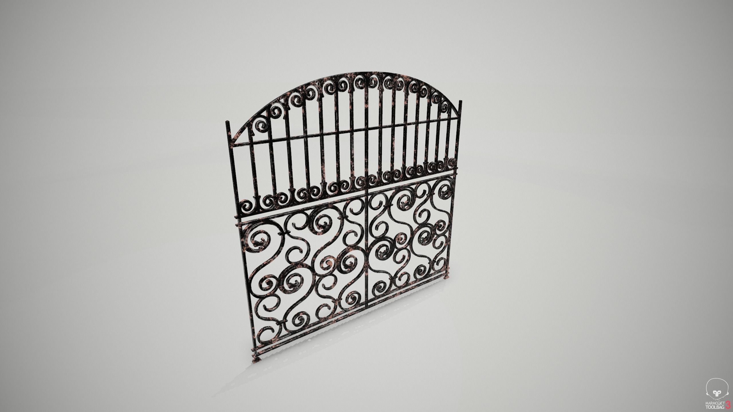 Ornate Wrought Iron Fence Design 2 3D model_9