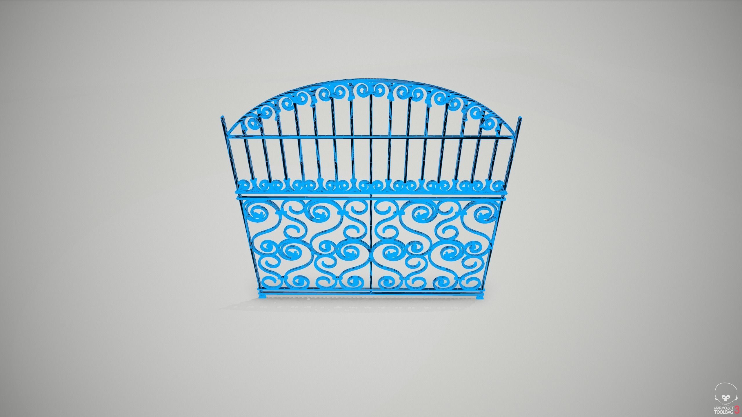 Ornate Wrought Iron Fence Design 2 3D model_4