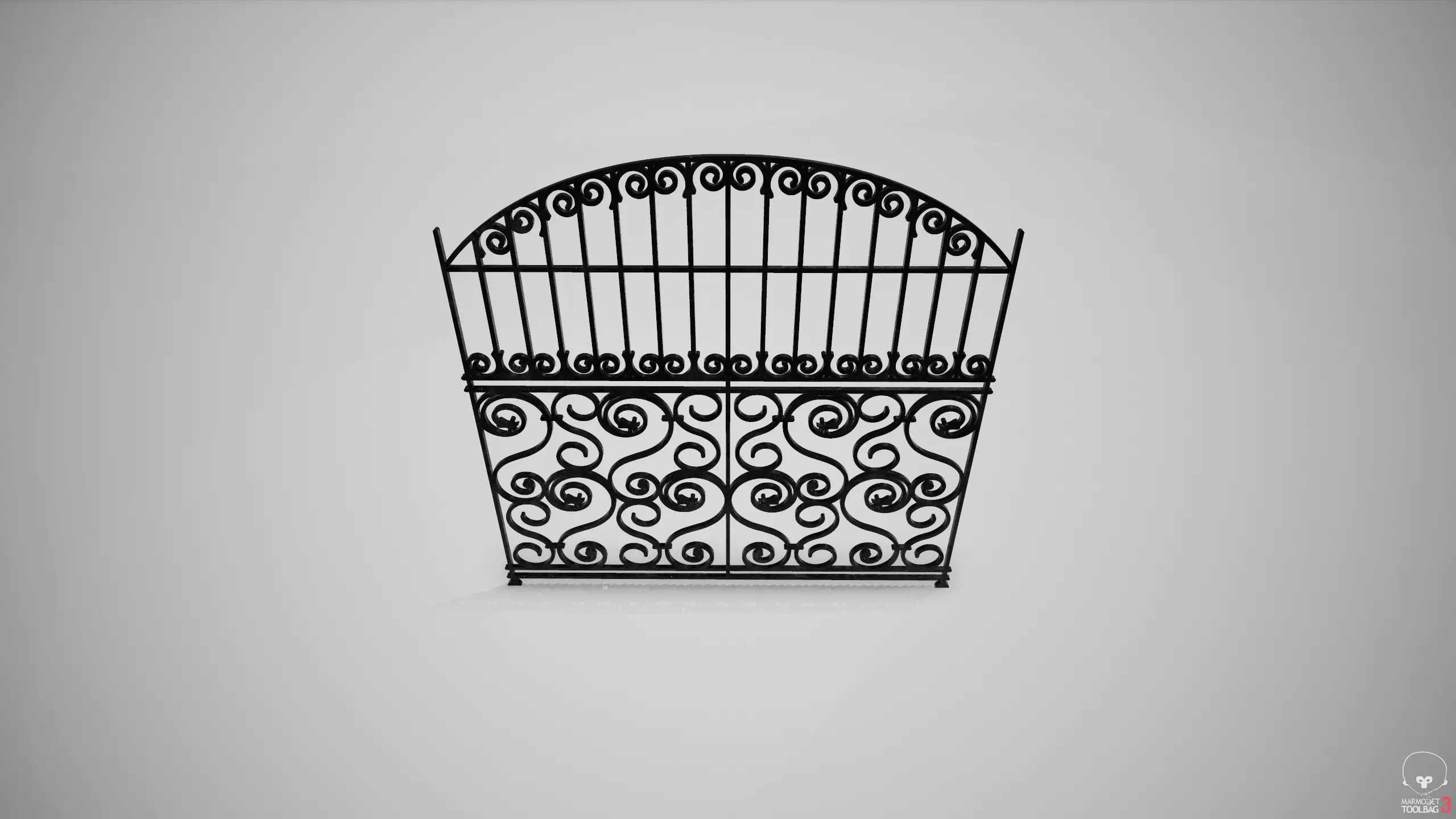 Ornate Wrought Iron Fence Design 2 3D model_0