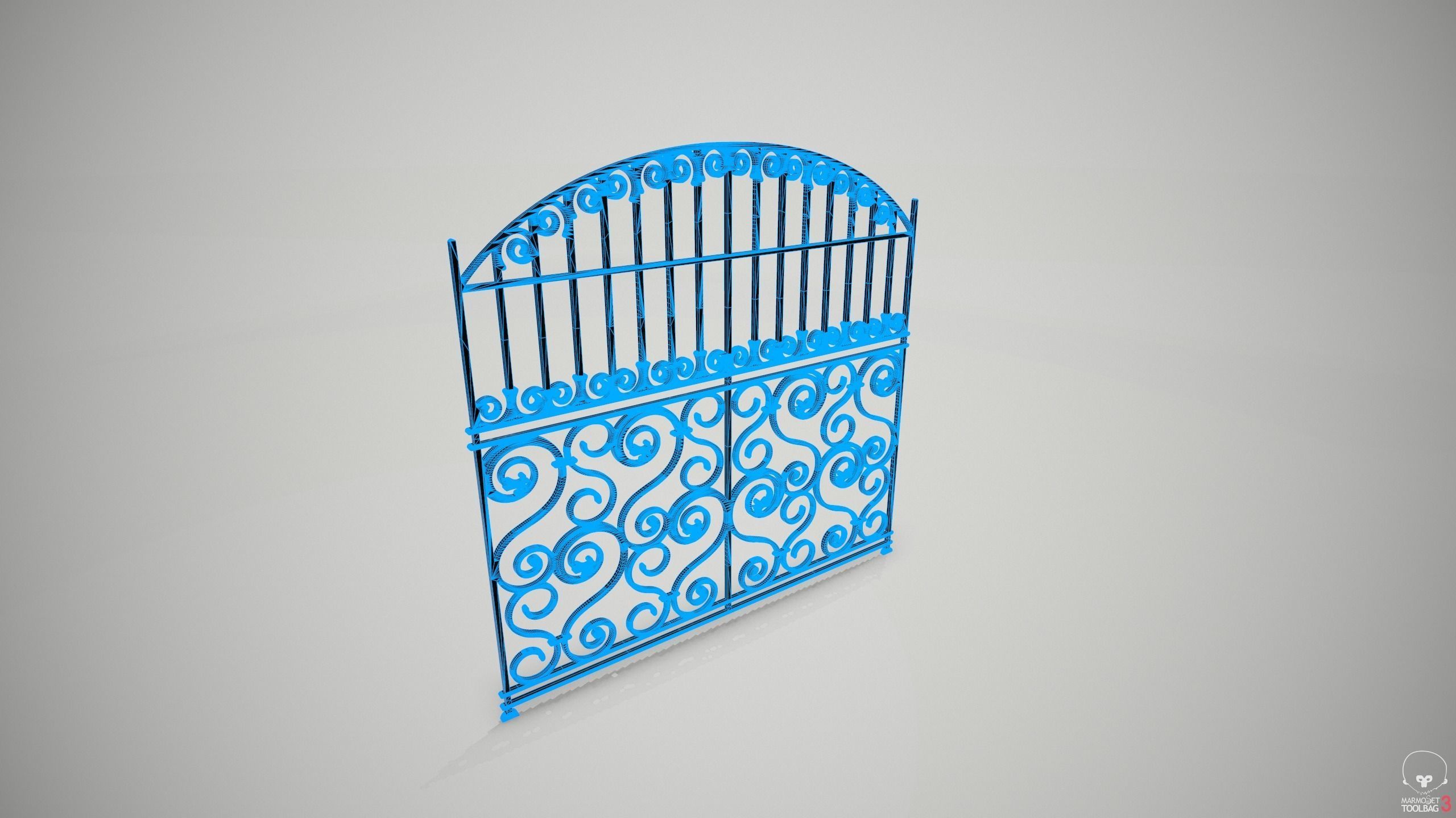 Ornate Wrought Iron Fence Design 2 3D model_6
