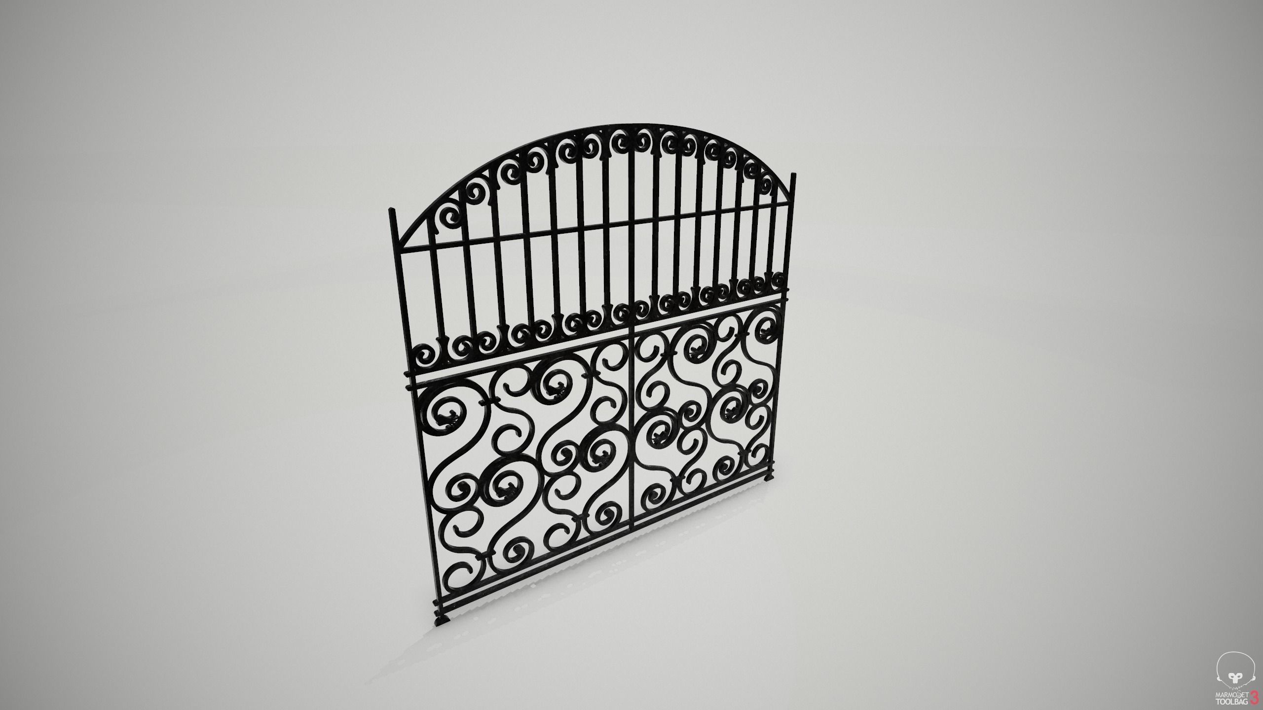Ornate Wrought Iron Fence Design 2 3D model_3