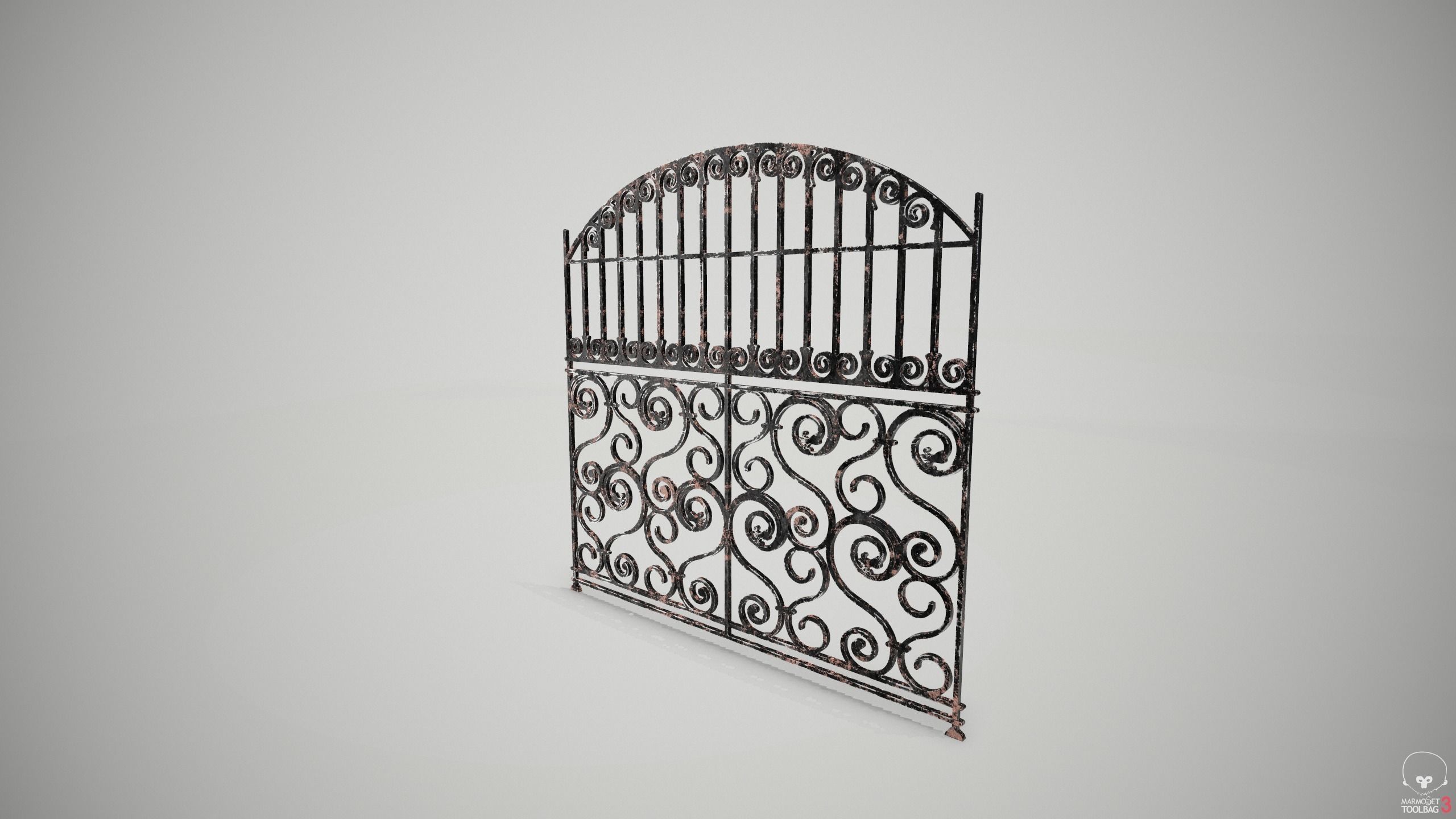 Ornate Wrought Iron Fence Design 2 3D model_8