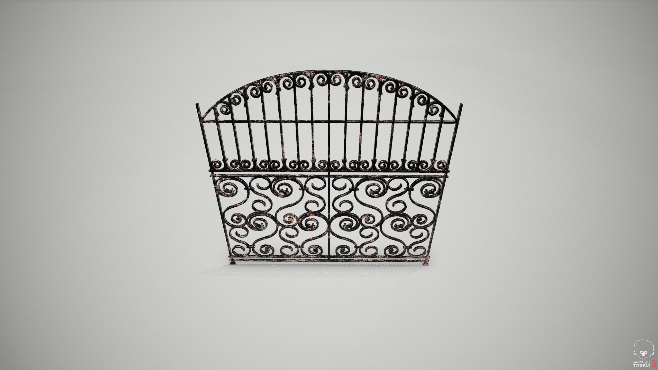 Ornate Wrought Iron Fence Design 2 3D model_7